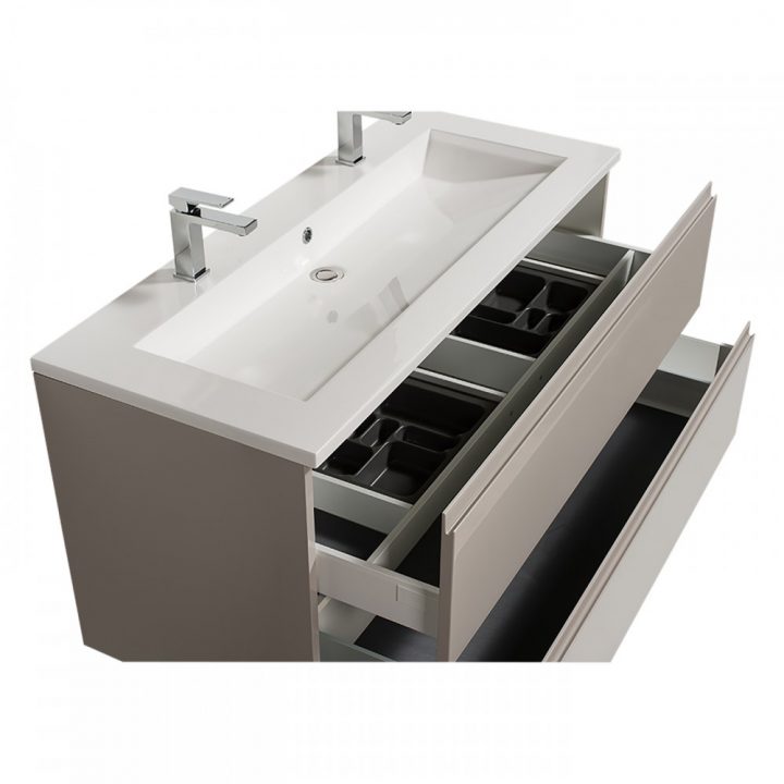 Meuble Double Vasque – Reposant – Adele – 120 Cm – 2 Finitions Bathdesign  Sur Bricozor concernant Vasque 100 Cm 2 Robinets