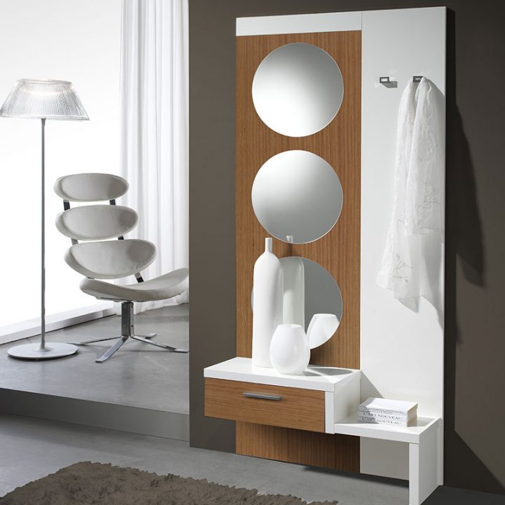 Meuble Entrée Vestiaire Bois Et Blanc Laqué Moderne destiné Petit Meuble D Entrée