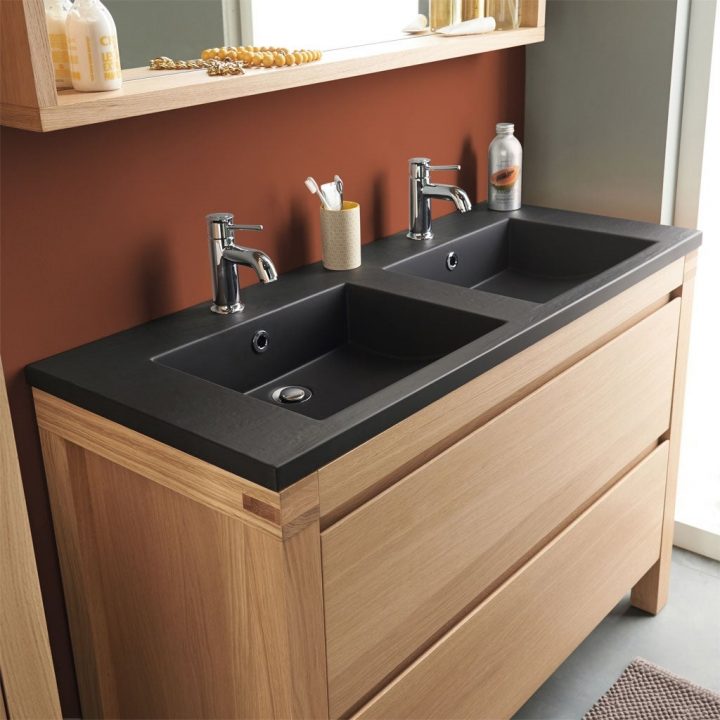 Meuble Erwan 120 Cm Noir concernant Meuble Salle De Bain Bricomarché