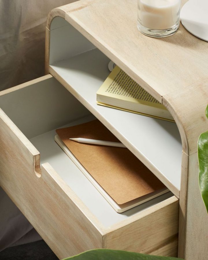 Meuble Garde Manger Table De Chevet Georg Naturel Et Blanc dedans Garde Meuble Limoges