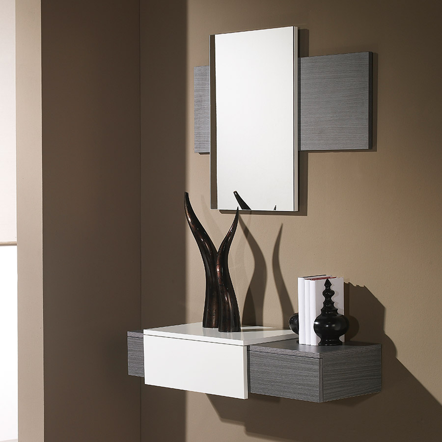 Meuble Pour Entrée Couleur Bois Gris Et Blanc Moderne Laurelle serapportantà Meuble Pour Une Entrée