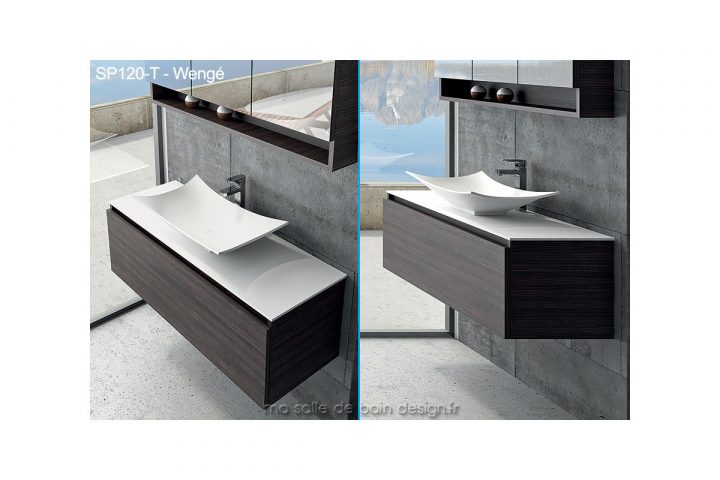 Meuble Salle De Bain 120 Cm Mural Avec Vasque Berceau – Sp120-T dedans Meuble Salle De Bain Wengé