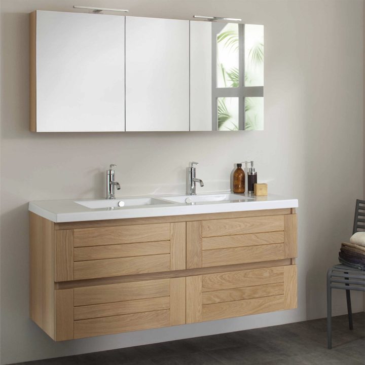 Meuble Salle De Bain 140 Cm Double Vasque Bois | Bright serapportantà Meuble Double Vasque 140 Cm Meuble Salle De Bain 140 Cm Double Vasque Bois | Bright serapportantà Meuble Double Vasque 140 Cm