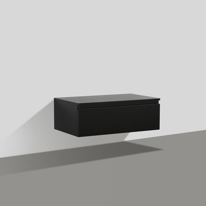 Meuble Salle De Bain À Suspendre 80 Cm Avec Freins Progressifs tout Meuble Salle De Bain Noir Mat