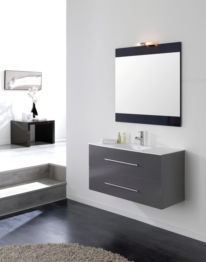 Meuble Salle De Bain Ancomalin 100 Suspendu Gris concernant Meuble Salle De Bain Placo Meuble Salle De Bain Ancomalin 100 Suspendu Gris concernant Meuble Salle De Bain Placo