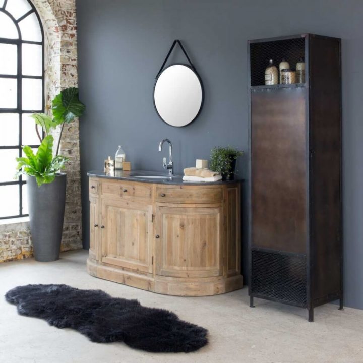 Meuble Salle De Bain Bois Massif Arrondi 1 Vasque, 3 Portes tout Meuble Salle De Bain Bois Massif Naturel Meuble Salle De Bain Bois Massif Arrondi 1 Vasque, 3 Portes tout Meuble Salle De Bain Bois Massif Naturel