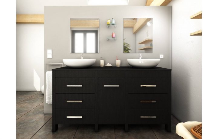 Meuble Salle De Bain Bois Noir + 2 Vasques + 2 Miroirs Roma avec Meuble D Appoint Salle De Bain Meuble Salle De Bain Bois Noir + 2 Vasques + 2 Miroirs Roma avec Meuble D Appoint Salle De Bain