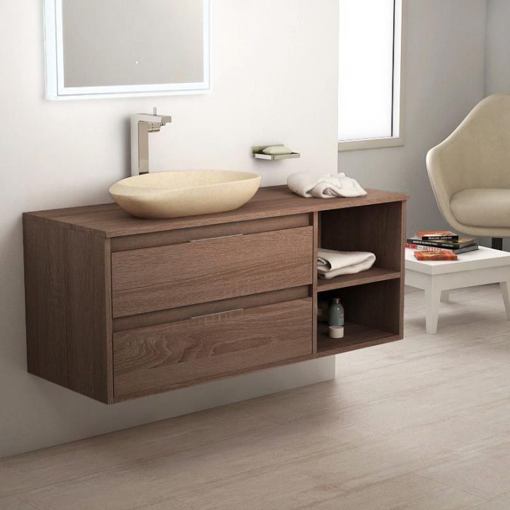 Meuble Salle De Bain Britannia 120 Cm, 2 Tiroirs, Terra concernant Meuble Salle De Bain