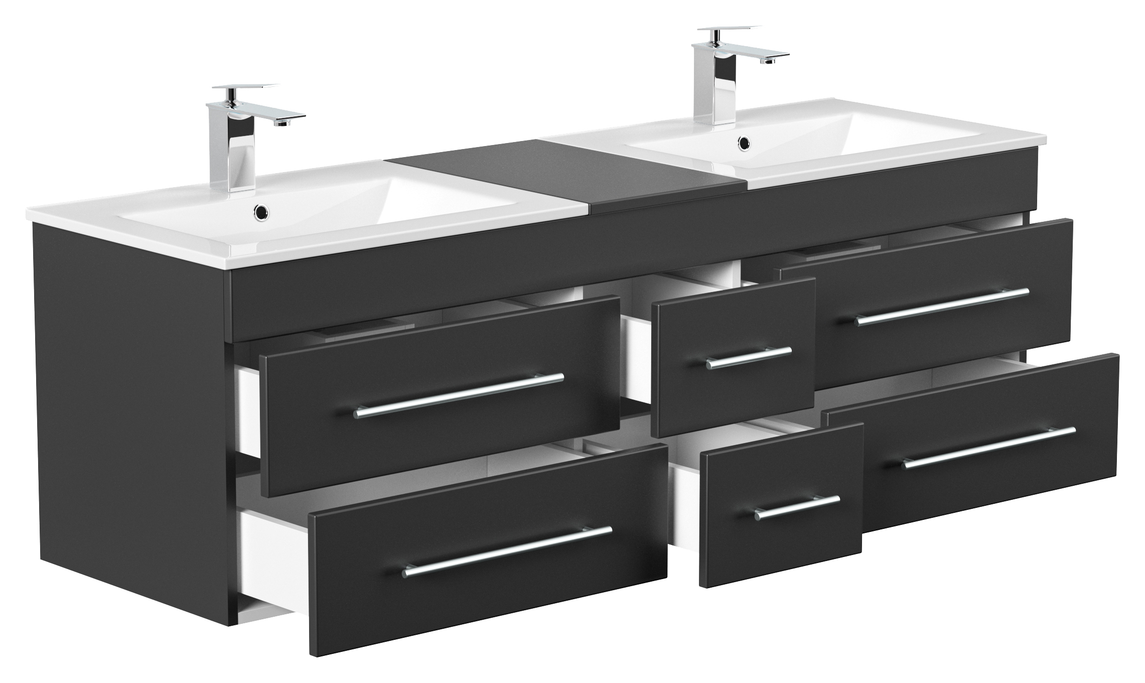 Meuble Salle De Bain Double Vasque Roma Xl Noir Satiné avec Meuble Salle De Bain 120 Cm Simple Vasque