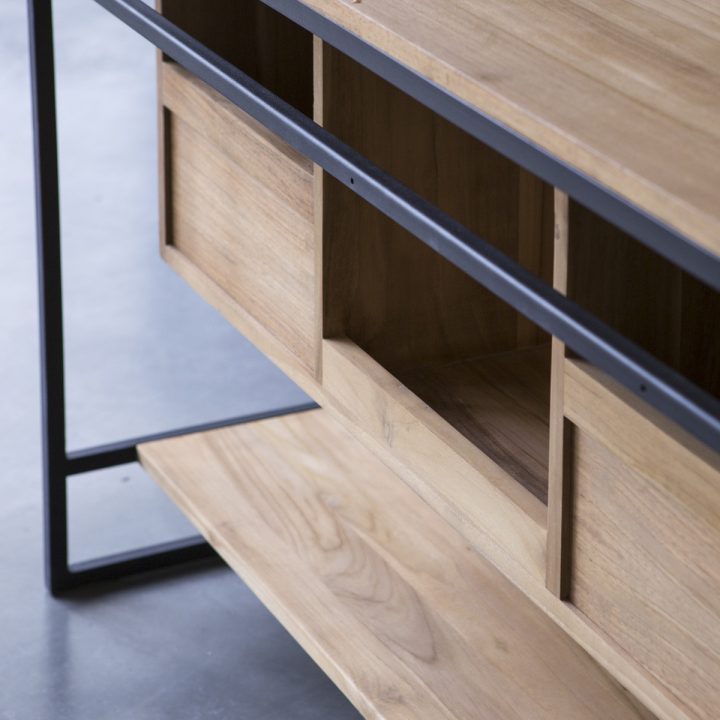 Meuble Salle De Bain En Métal Et Bois De Teck 140 Michal encequiconcerne Meuble Salle De Bain Metal