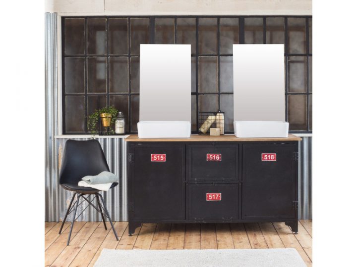 Meuble Salle De Bain Industriel 2 Vasques Métal Noir Et tout Meuble Salle De Bain Metal Meuble Salle De Bain Industriel 2 Vasques Métal Noir Et tout Meuble Salle De Bain Metal