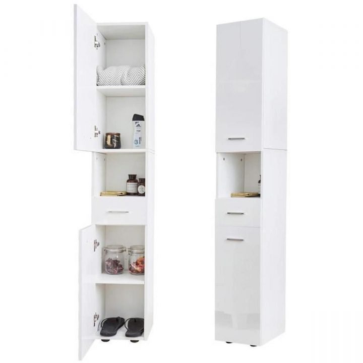 Meuble Salle De Bain Meuble Colonne Armoire De Toilette Blanc 185X30X31Cm pour Armoir Salle De Bain