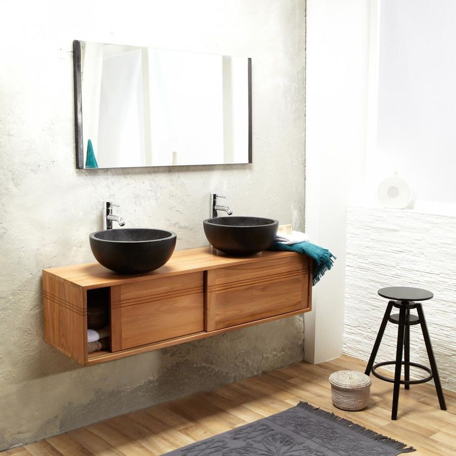 Meuble Salle De Bain Suspendu Teck 140 Basic Tikamoon pour 3 Suisses Meuble Salle De Bain
