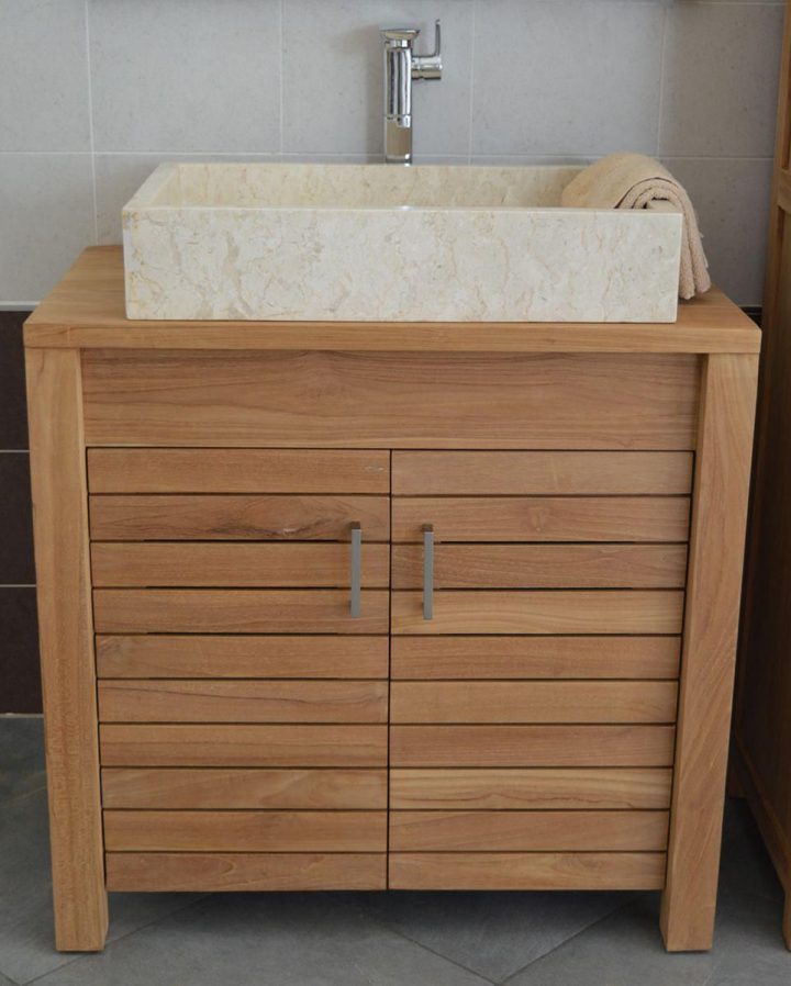 Meuble Simple Vasque En Teck 80 Cm Ales Gard Pas Cher avec Meuble Sdb Pas Cher