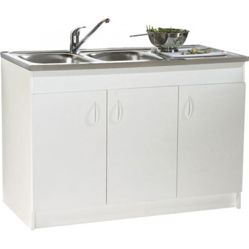 Meuble Sous Évier Sim Nf - 120 X 60 Cm - 3 Portes Néova Sur Bricozor à Meuble Sous Evier 100 Cm