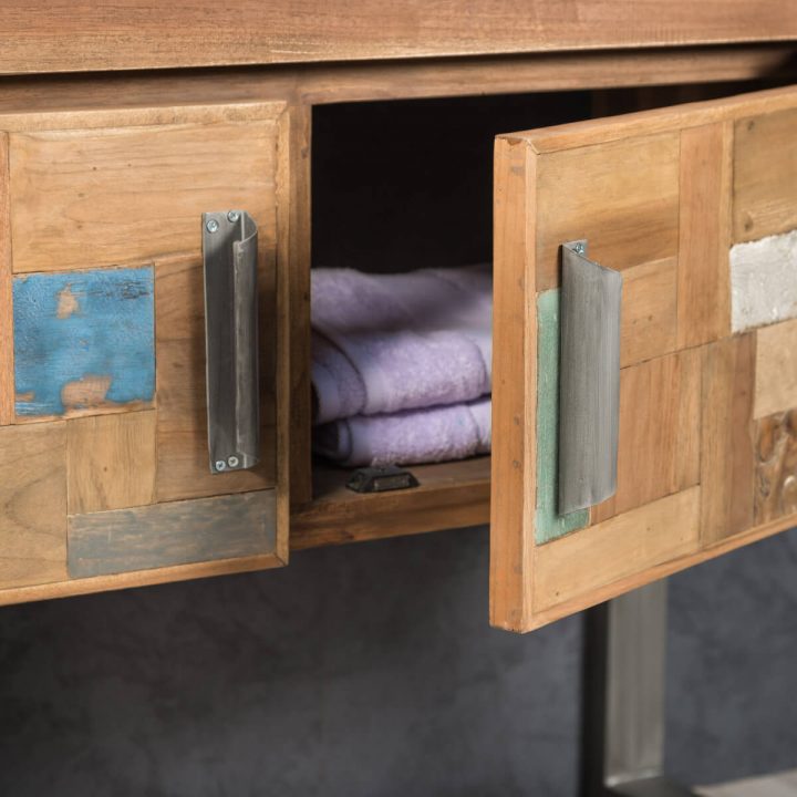 Meuble Sous Vasque (Double Vasque) En Bois (Teck) Massif à Meuble Salle De Bain Metal Meuble Sous Vasque (Double Vasque) En Bois (Teck) Massif à Meuble Salle De Bain Metal