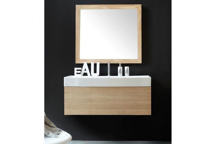 Meuble Suspendu En Teck Et Vasque Céramique Intégrée, 80/100 Cm serapportantà Meuble Salle De Bain 110 Cm Meuble Suspendu En Teck Et Vasque Céramique Intégrée, 80/100 Cm serapportantà Meuble Salle De Bain 110 Cm