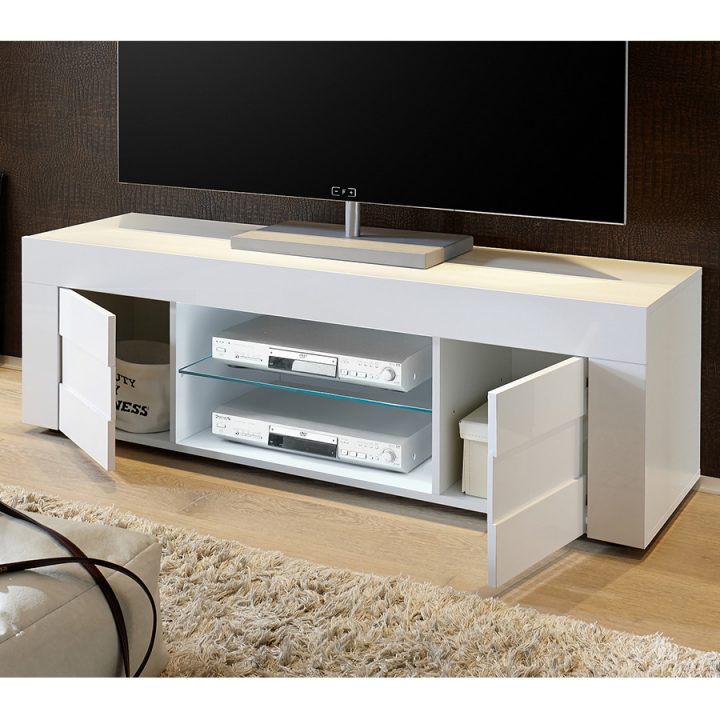 Meuble Télé Blanc Laqué Brillant Et Effet Béton | Sofamobili destiné Meuble Tv Blanc Laqué But Meuble Télé Blanc Laqué Brillant Et Effet Béton | Sofamobili destiné Meuble Tv Blanc Laqué But