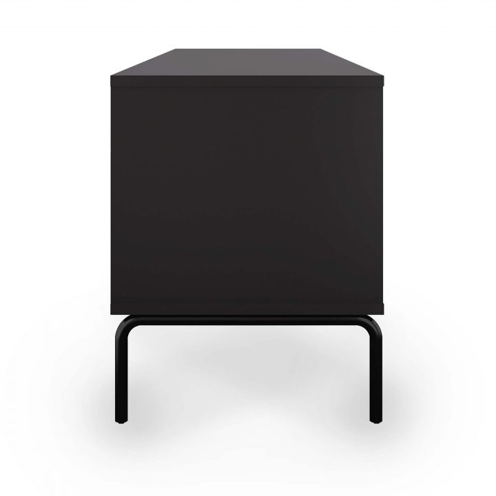 Meuble Tv 1 Tiroir 1 Porte En Bois Et Métal Noir Tamara à Meuble Tv Metal Noir