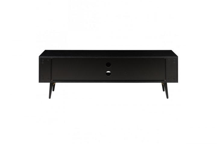 Meuble Tv 120 Cm Plaqué Chêne Noir Verona dedans Meuble Tv Metal Noir