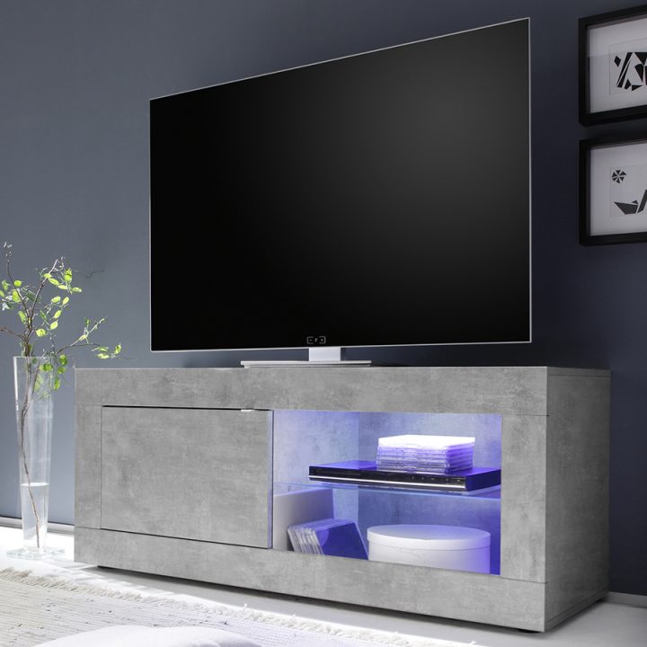 Meuble Tv 140 Cm Led Design Effet Béton Gris Clair Focia 5 avec Meuble Télé Pas Cher Meuble Tv 140 Cm Led Design Effet Béton Gris Clair Focia 5 avec Meuble Télé Pas Cher