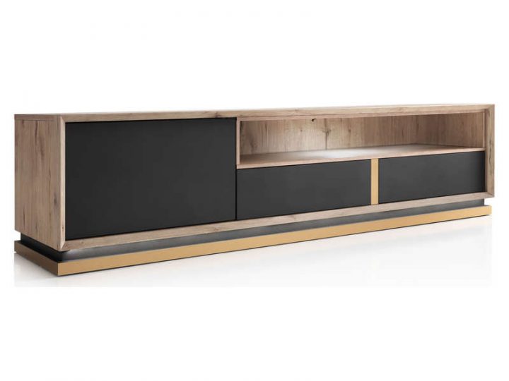 Meuble Tv 180 Cm Vulcano Coloris Gris Anthracite/Chêne dedans Meuble Tv Gris Anthracite Meuble Tv 180 Cm Vulcano Coloris Gris Anthracite/Chêne dedans Meuble Tv Gris Anthracite