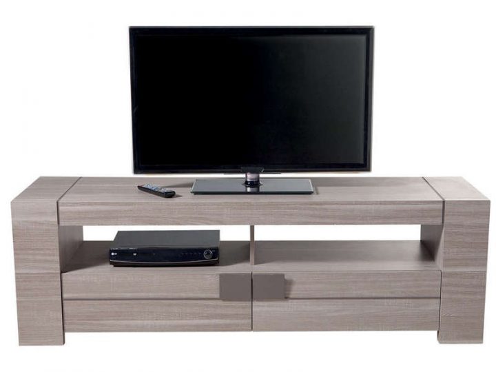 Meuble Tv 182 Cm Atlanta Coloris Chêne Fusain – Vente De dedans Meubles Tv Conforama