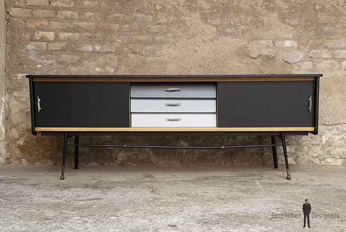 Meuble Tv 2 Portes 3 Tiroirs / Relooke Noir Gris dedans Meubles 06 Meuble Tv 2 Portes 3 Tiroirs / Relooke Noir Gris dedans Meubles 06