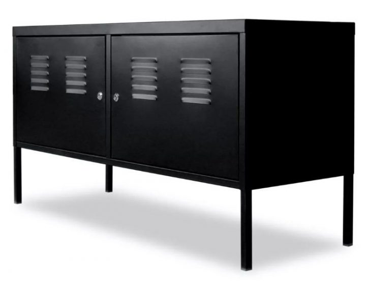 Meuble Tv 2 Portes Métal Noir Sayza | Lestendances.fr concernant Meuble Tele Metal Noir