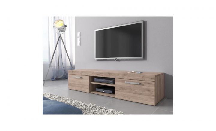 Meuble Tv Armoire Bas Mambo 140 Cm Corps Chêne Clair / Avant Chêne Clair avec Meuble Tv Couleur Chene