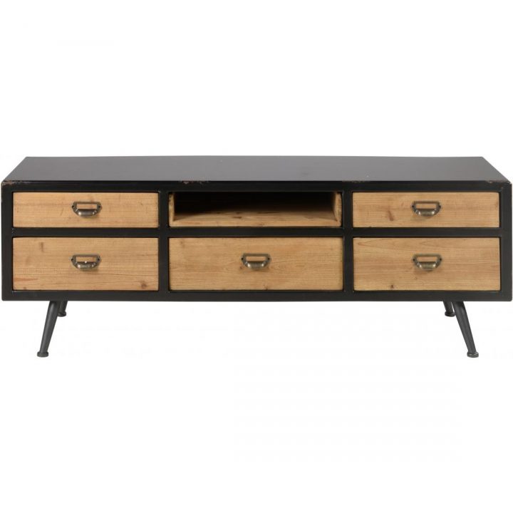 Meuble Tv Avec 5 Tiroirs Et 1 Niche Structure Et Piétement destiné Meuble Tv 3 Suisses