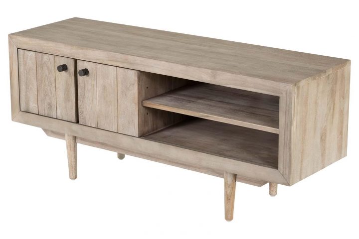 Meuble Tv Avec Niches De Rangement En Teck Sablé – Meuble à Meuble Zago