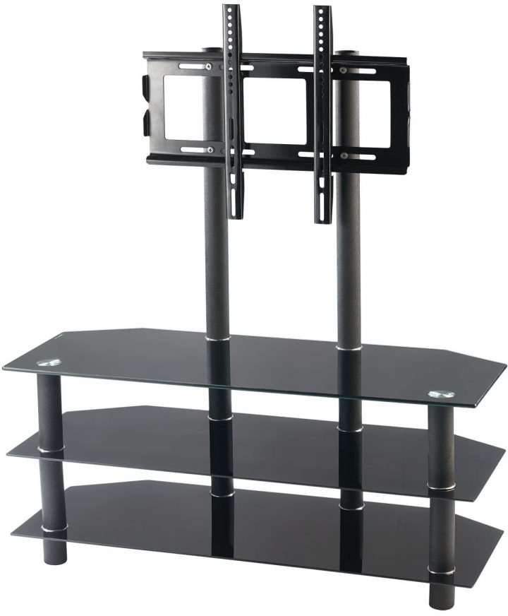 Meuble Tv Avec Vesa Et Triple Tablette En Verre Noir encequiconcerne Supports Et Meubles Tv