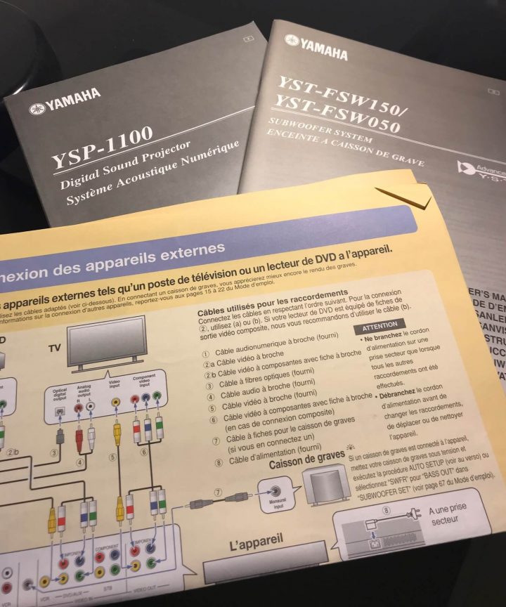 Meuble Tv + Barre De Son Yamaha Ysp 1100 + Caisson De Grave tout Meuble Tv Sono