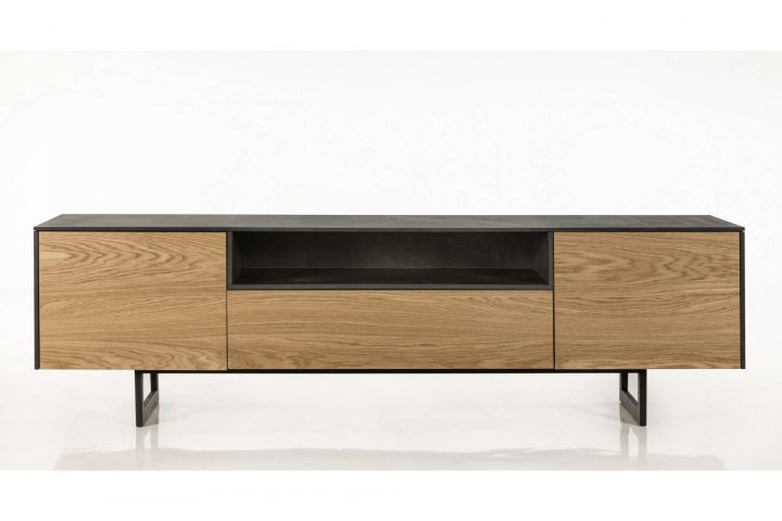 Meuble Tv Bas En Bois – 2 Portes / 1 Tiroir – Brighton encequiconcerne Meuble Bas A Tiroir