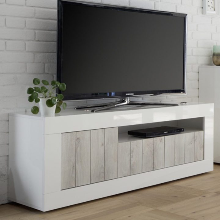 Meuble Tv Blanc Laqué Et Couleur Pin Moderne Mabel 3 intérieur Meuble Télé Pas Cher Meuble Tv Blanc Laqué Et Couleur Pin Moderne Mabel 3 intérieur Meuble Télé Pas Cher