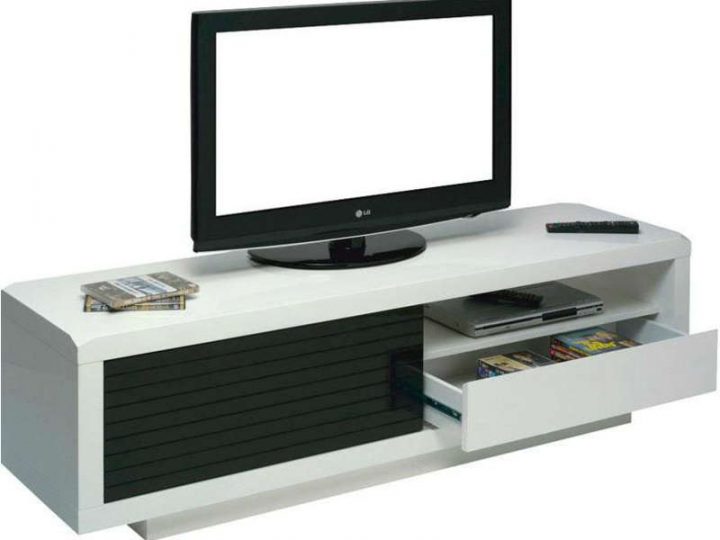 Meuble Tv Clip Coloris Noir Et Blanc – Vente De Meuble Tv encequiconcerne Meuble Tele Conforama