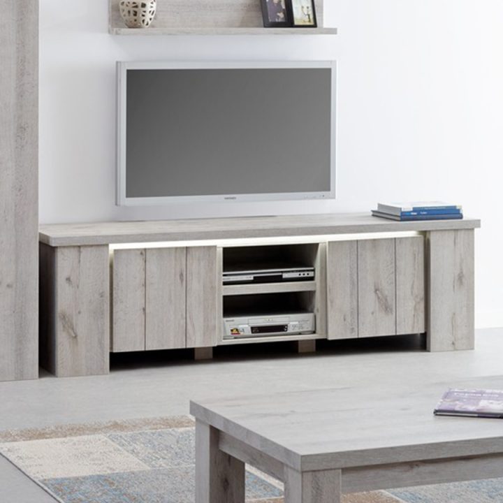 Meuble Tv Contemporain Couleur Chêne Gris Joris 2 intérieur Meuble Tv Couleur Chene