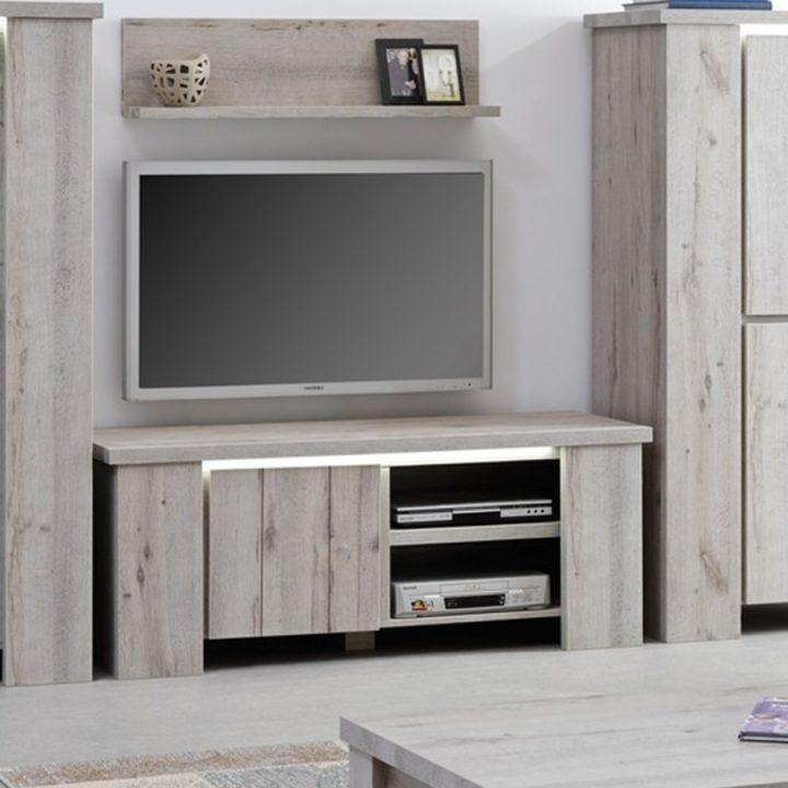 Meuble Tv Contemporain Couleur Chêne Gris Nicolas pour Meuble Tv Couleur Chene