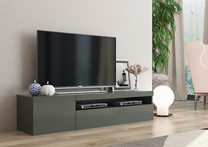 Meuble Tv Daiquiri Gris Anthracite Brillant encequiconcerne Meuble Tv Gris Anthracite