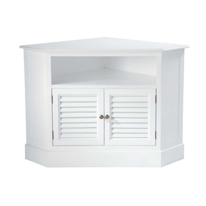 Meuble Tv D'Angle En Bois Blanc L 75 Cm Barbade | Maisons encequiconcerne Meuble Télé D Angle