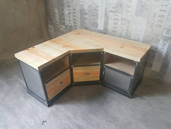 Meuble Tv D'Angle, Industriel En Acier Et Pin Massif serapportantà Meuble D'Angle La Foir'Fouille Meuble Tv D'Angle, Industriel En Acier Et Pin Massif serapportantà Meuble D'Angle La Foir'Fouille