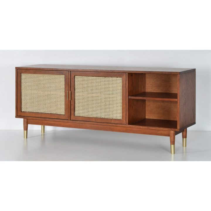 Meuble Tv Design 2 Portes Bois Et Cannage Drawer – Hogarn dedans Meuble Tele Haut Meuble Tv Design 2 Portes Bois Et Cannage Drawer – Hogarn dedans Meuble Tele Haut