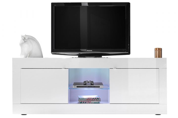 Meuble Tv Design Laqué Blanc 180 Cm Latte – Miliboo serapportantà Meuble Tv Hauteur 80 Cm