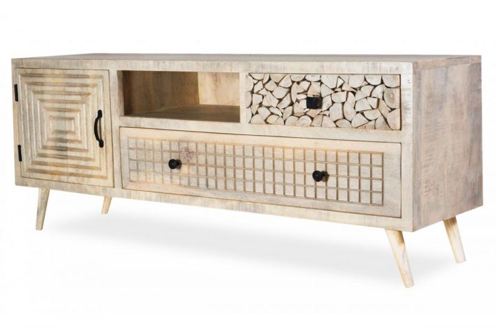 Meuble Tv En Bois D'acacia Avec 3 Tiroirs Et 1 Placard Douri Plus D'infos tout Meuble Télé Pas Cher Meuble Tv En Bois D'acacia Avec 3 Tiroirs Et 1 Placard Douri Plus D'infos tout Meuble Télé Pas Cher
