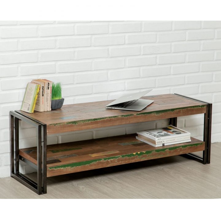 Meuble Tv En Teck Industriel "Loft" 120Cm Marron à Meuble Tv 110 Cm Teck Meuble Tv En Teck Industriel "Loft" 120Cm Marron à Meuble Tv 110 Cm Teck