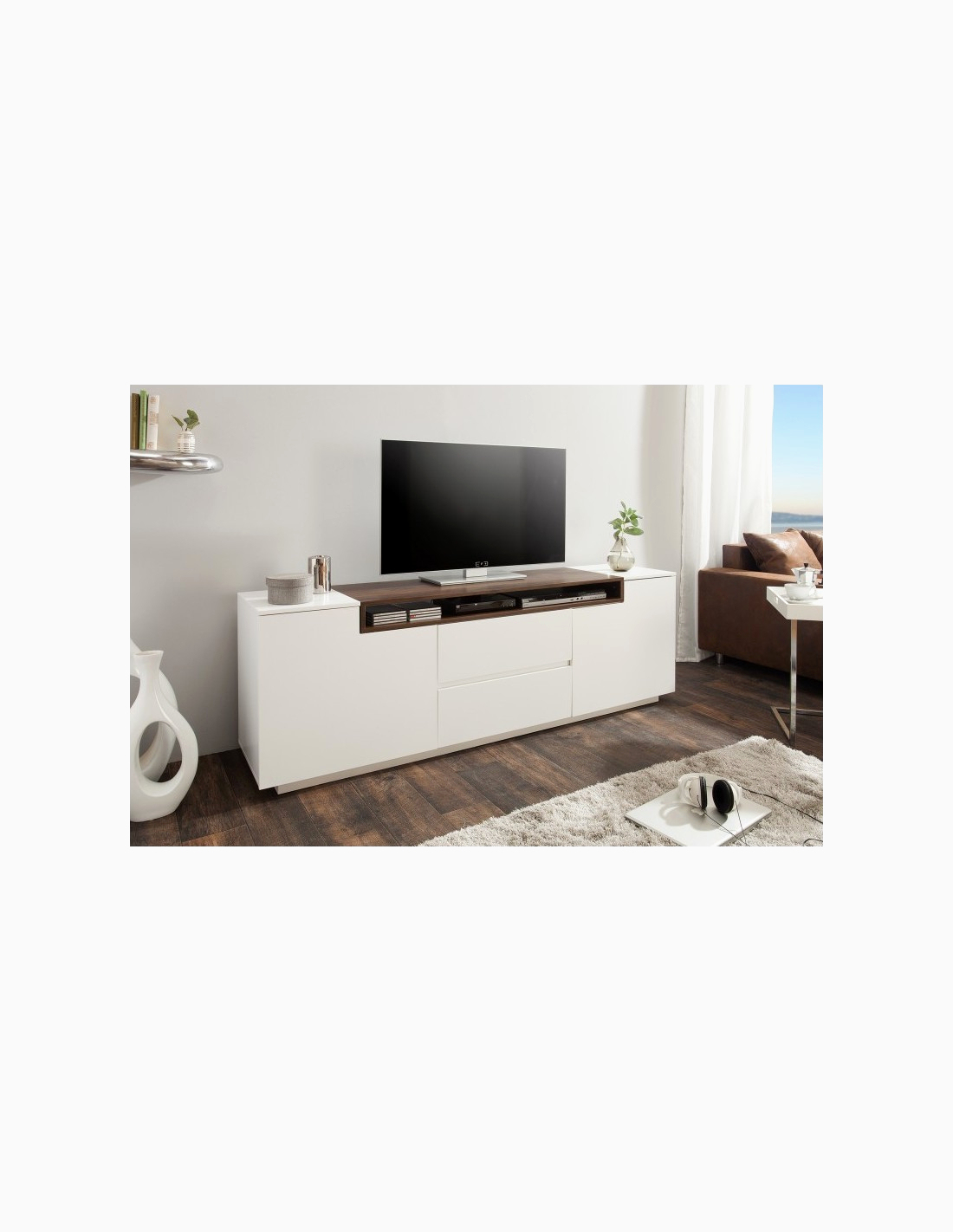 Meuble Tv Fermé Unique Meuble Tv Loft 180Cm Couleur Blanc destiné Meuble Tv Fermé