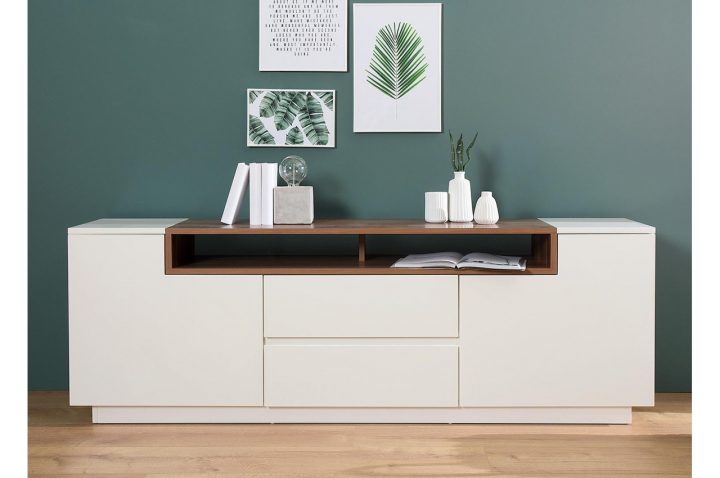 Meuble Tv Haut Design 180 Cm Avec Rangement – Blanc / Bois serapportantà Meuble Tele Haut Meuble Tv Haut Design 180 Cm Avec Rangement – Blanc / Bois serapportantà Meuble Tele Haut