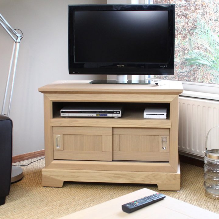 Meuble Tv Haut En Chêne Massif Couleur Amande intérieur Meuble Tele Haut