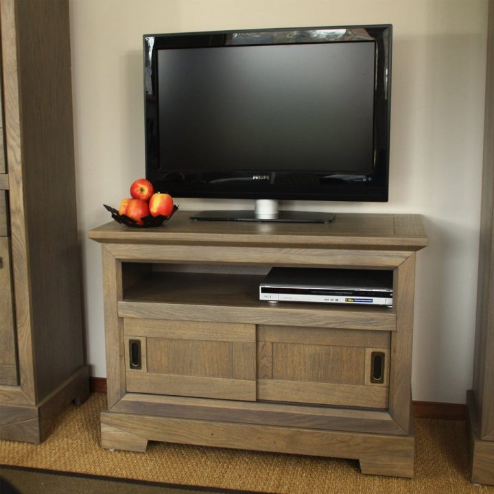 Meuble Tv Haut En Chêne Massif | Maison Et Styles serapportantà Meuble Tv Haut